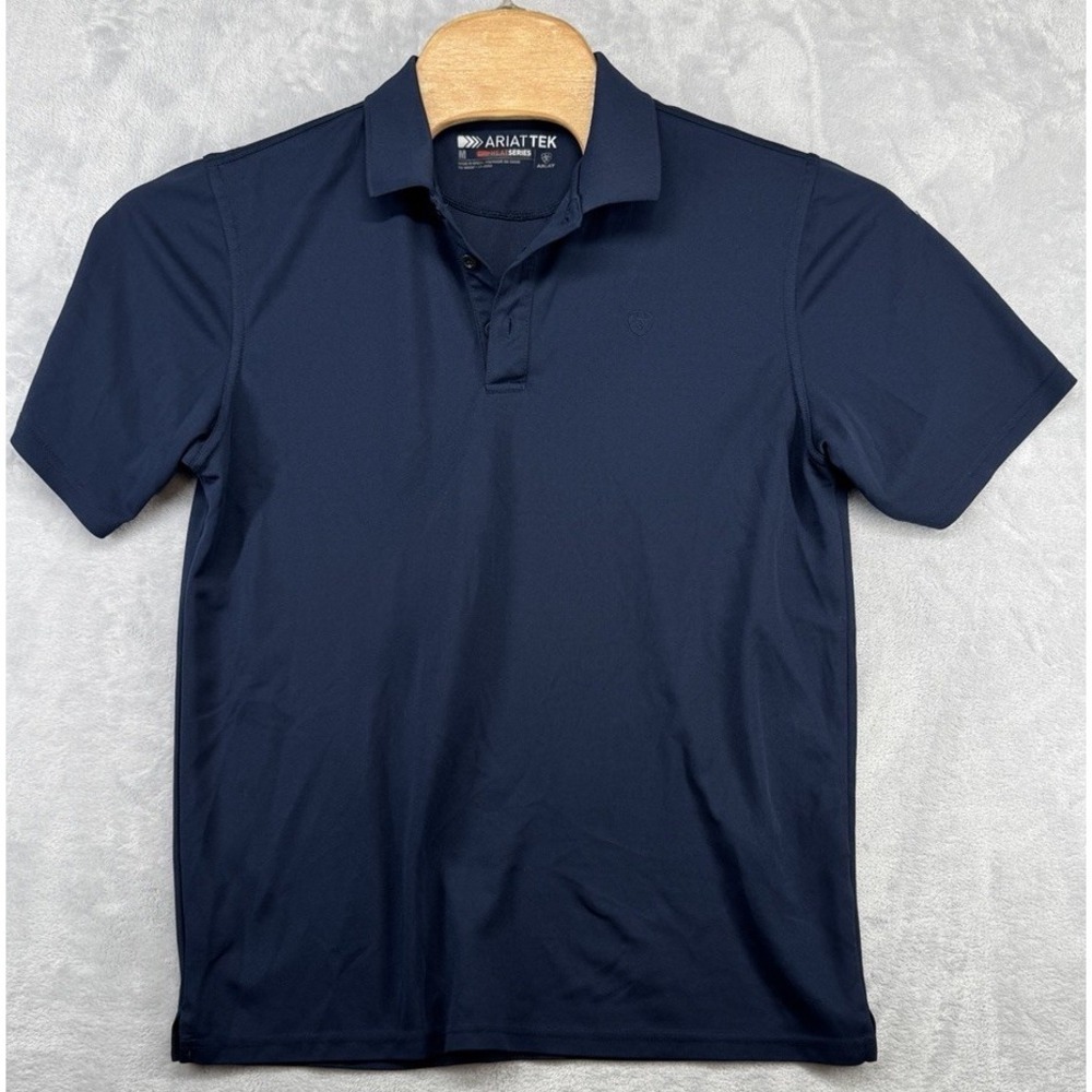 Ariat AriatTEK Heat Series Men's Navy Striped Short Sleeve Polo Shirt M